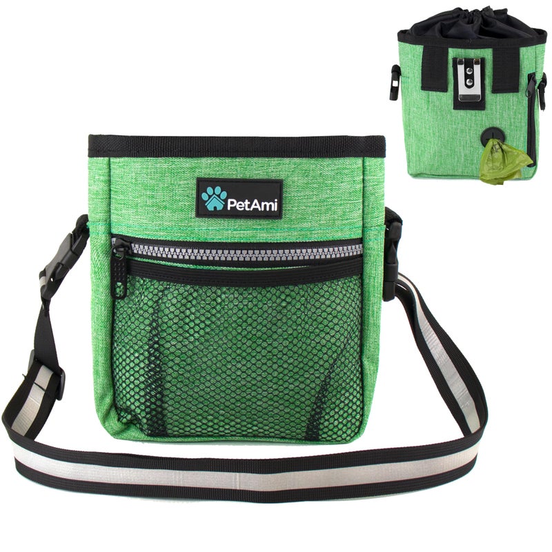 PetAmi Dog Treat Pouch, Pet Treat Pouch for Training, Dog Walking Bag Holder for Kibbles, Pet Food Toy, Dog Trainer Essentials Supplies, Poop Bag Dispenser, 3 Ways to Wear (Green) - Image 1